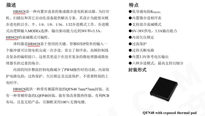 HR8828微步進(jìn)電機(jī)驅(qū)動芯片數(shù)據(jù)手冊(圖1)